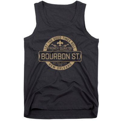 French Quarter Bourbon St New Orleans Fleur De Lis Souvenir Tank Top