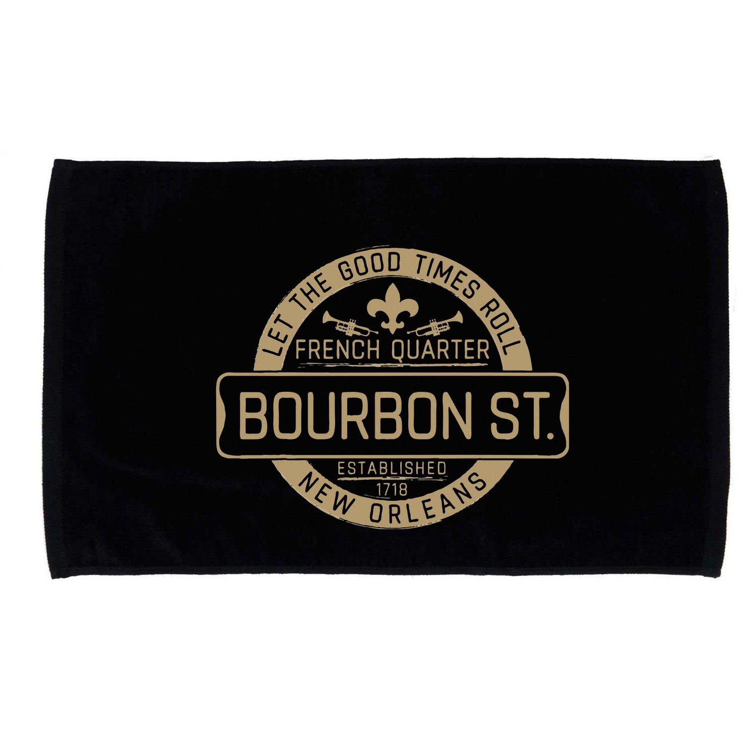 French Quarter Bourbon St New Orleans Fleur De Lis Souvenir Microfiber Hand Towel