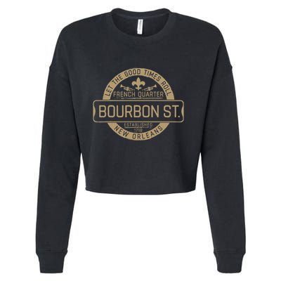 French Quarter Bourbon St New Orleans Fleur De Lis Souvenir Cropped Pullover Crew