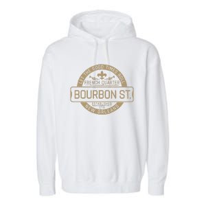 French Quarter Bourbon St New Orleans Fleur De Lis Souvenir Garment-Dyed Fleece Hoodie