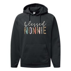 funny quote Blessed Nonnie Cute Leopard Performance Fleece Hoodie