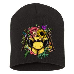 Floral Queen Bee Gardening Botanical Plants Lover Beekeeping Short Acrylic Beanie