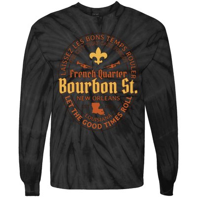 French Quarter Bourbon St New Orleans Souvenir Gift Tie-Dye Long Sleeve Shirt