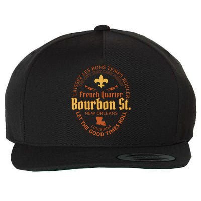 French Quarter Bourbon St New Orleans Souvenir Gift Wool Snapback Cap