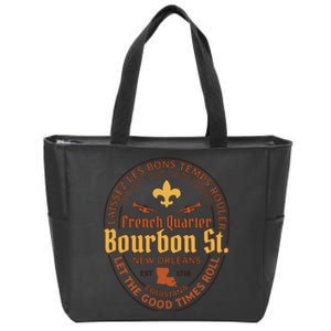 French Quarter Bourbon St New Orleans Souvenir Gift Zip Tote Bag