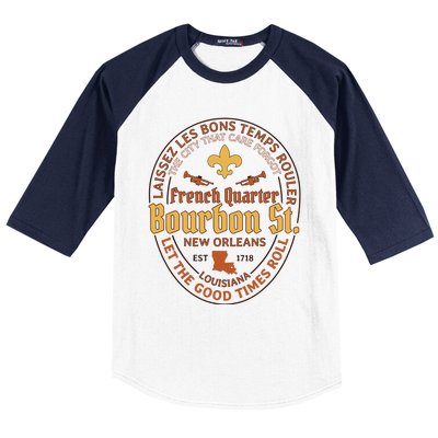 French Quarter Bourbon St New Orleans Souvenir Gift Baseball Sleeve Shirt