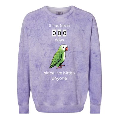 Funny Quaker Biting Quaker Parrot Joke Monk Parrot Colorblast Crewneck Sweatshirt