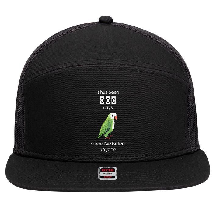 Funny Quaker Biting Quaker Parrot Joke Monk Parrot 7 Panel Mesh Trucker Snapback Hat