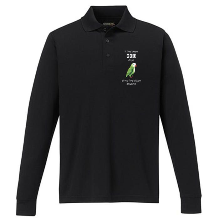 Funny Quaker Biting Quaker Parrot Joke Monk Parrot Performance Long Sleeve Polo