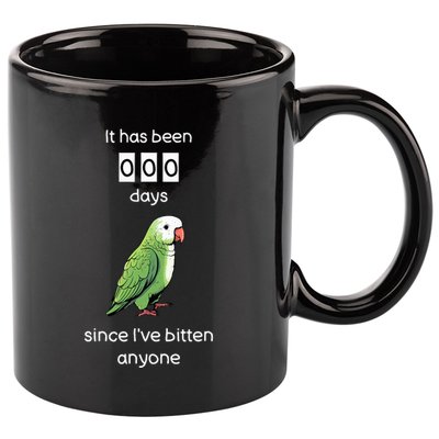 Funny Quaker Biting Quaker Parrot Joke Monk Parrot 11oz C Handle Ceramic Mug
