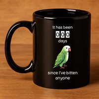 Funny Quaker Biting Quaker Parrot Joke Monk Parrot 11oz C Handle Ceramic Mug