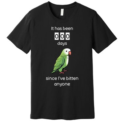 Funny Quaker Biting Quaker Parrot Joke Monk Parrot Premium T-Shirt