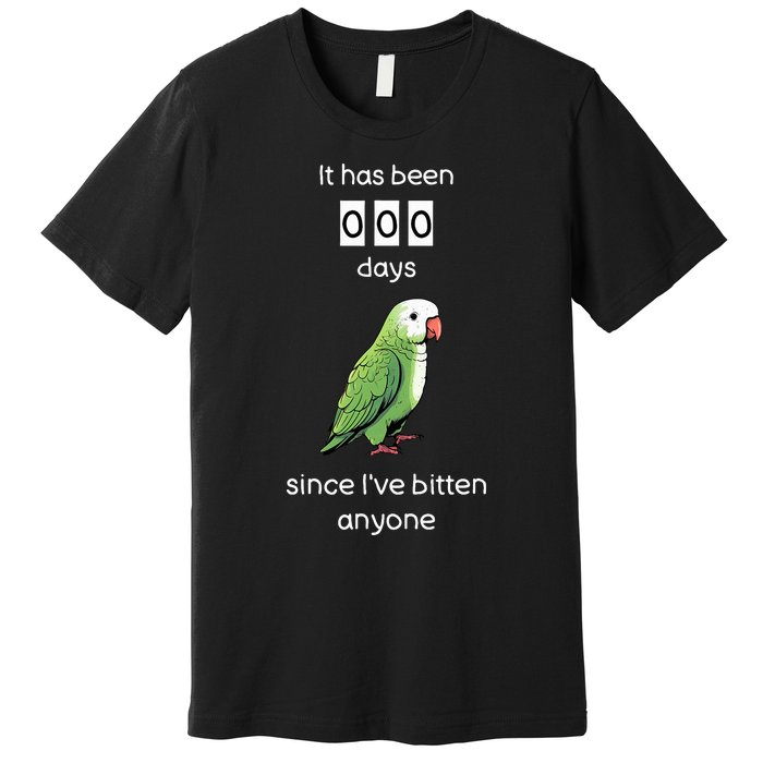 Funny Quaker Biting Quaker Parrot Joke Monk Parrot Premium T-Shirt