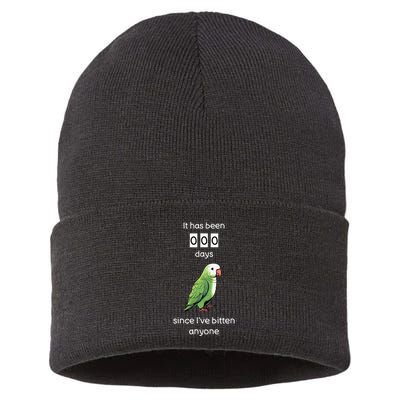 Funny Quaker Biting Quaker Parrot Joke Monk Parrot Sustainable Knit Beanie