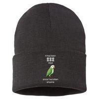 Funny Quaker Biting Quaker Parrot Joke Monk Parrot Sustainable Knit Beanie