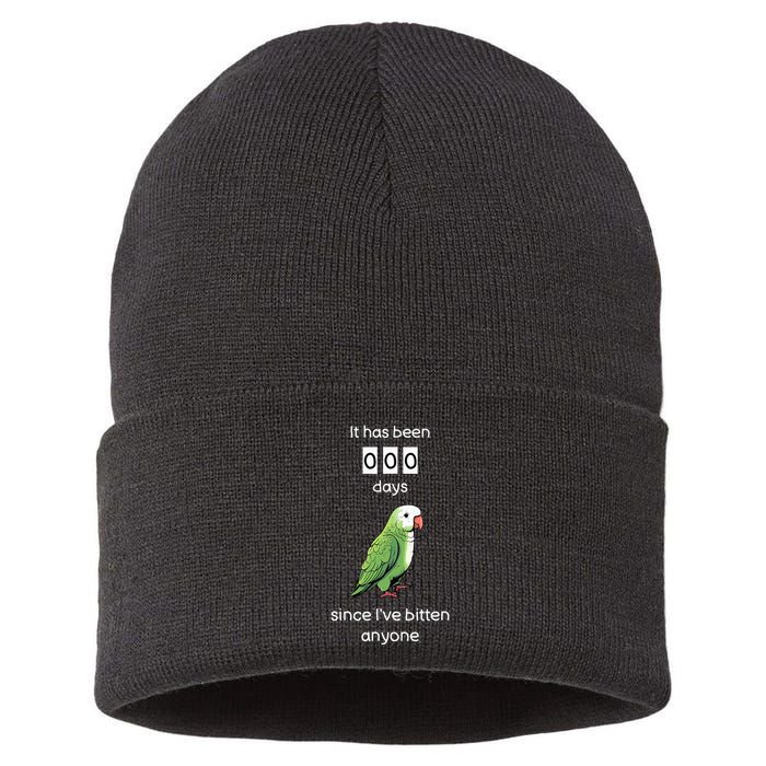 Funny Quaker Biting Quaker Parrot Joke Monk Parrot Sustainable Knit Beanie