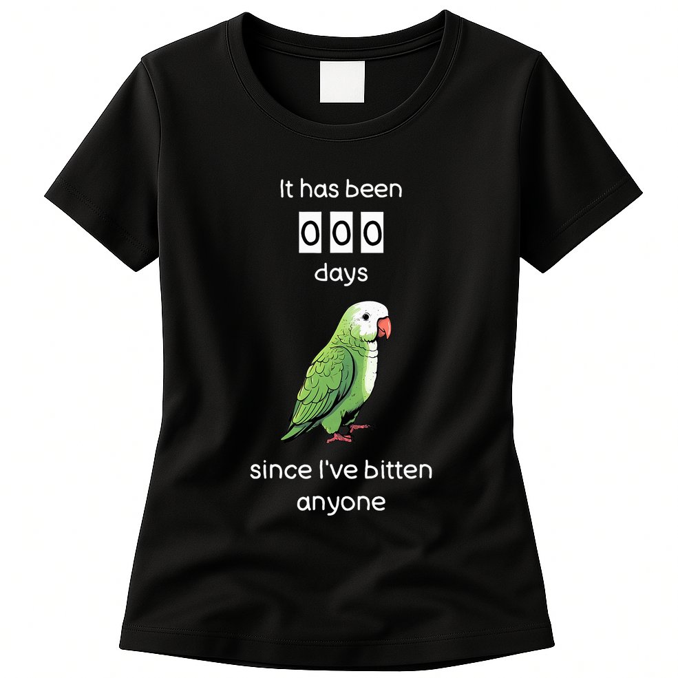 Funny Quaker Biting Quaker Parrot Joke Monk Parrot Womens T-Shirt