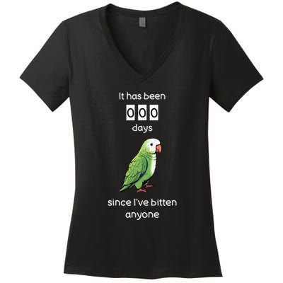 Funny Quaker Biting Quaker Parrot Joke Monk Parrot Women's V-Neck T-Shirt