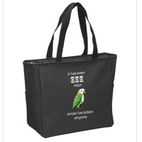Funny Quaker Biting Quaker Parrot Joke Monk Parrot Zip Tote Bag