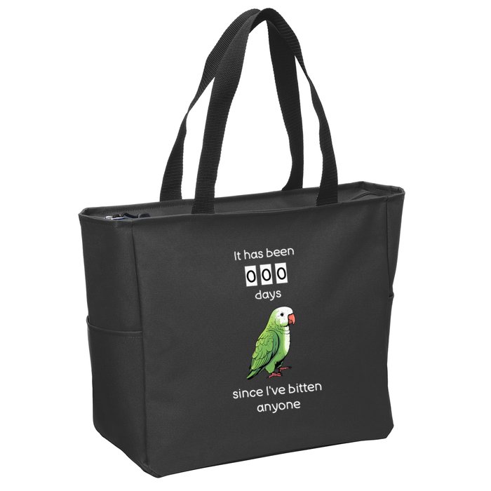 Funny Quaker Biting Quaker Parrot Joke Monk Parrot Zip Tote Bag