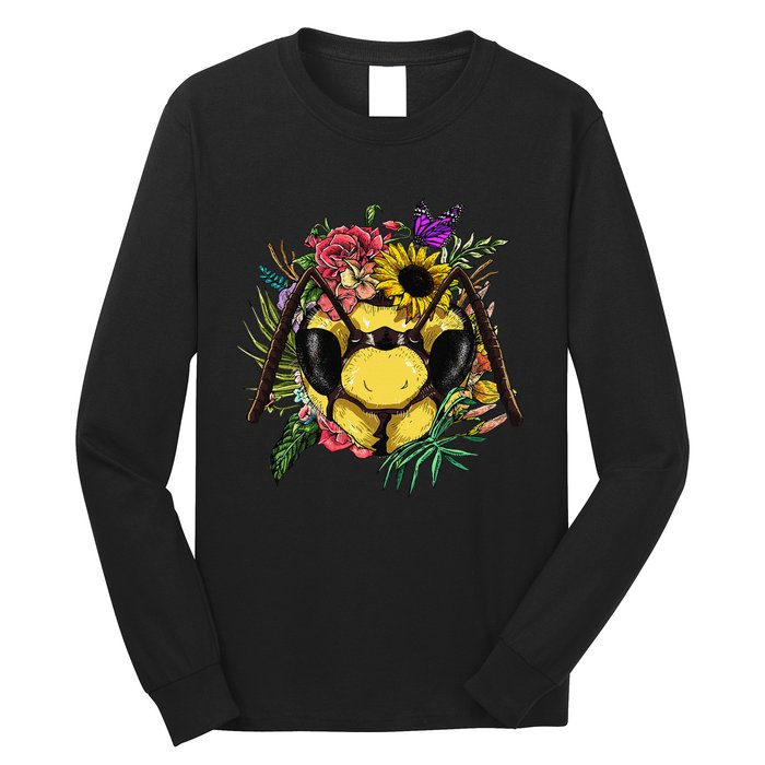 Floral Queen Bee Gardening Botanical Plants Lover Long Sleeve Shirt