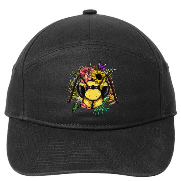 Floral Queen Bee Gardening Botanical Plants Lover 7-Panel Snapback Hat