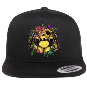 Floral Queen Bee Gardening Botanical Plants Lover Flat Bill Trucker Hat