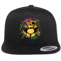 Floral Queen Bee Gardening Botanical Plants Lover Flat Bill Trucker Hat