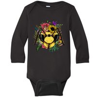 Floral Queen Bee Gardening Botanical Plants Lover Baby Long Sleeve Bodysuit