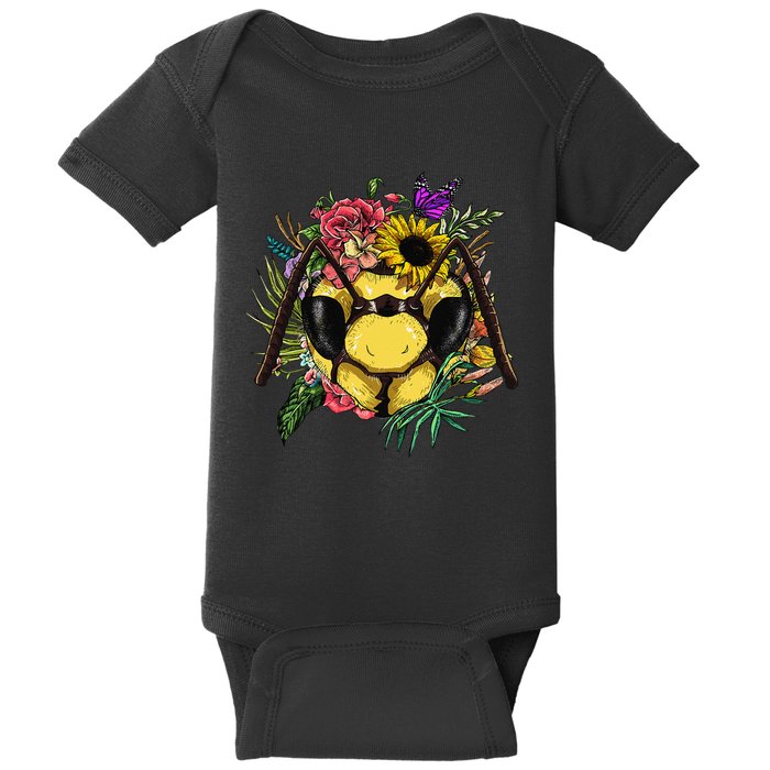 Floral Queen Bee Gardening Botanical Plants Lover Baby Bodysuit