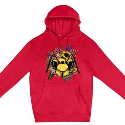 Floral Queen Bee Gardening Botanical Plants Lover Premium Pullover Hoodie