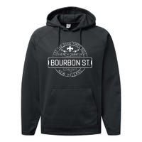 French Quarter Bourbon St New Orleans Fleur De Lis Souvenir Performance Fleece Hoodie