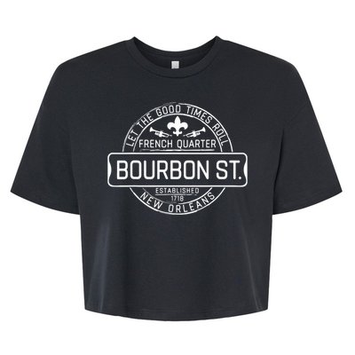 French Quarter Bourbon St New Orleans Fleur De Lis Souvenir Bella+Canvas Jersey Crop Tee