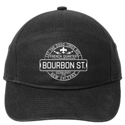 French Quarter Bourbon St New Orleans Fleur De Lis Souvenir 7-Panel Snapback Hat