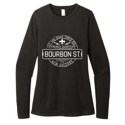 French Quarter Bourbon St New Orleans Fleur De Lis Souvenir Womens CVC Long Sleeve Shirt