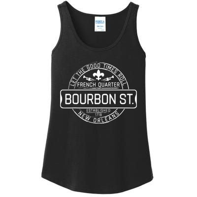 French Quarter Bourbon St New Orleans Fleur De Lis Souvenir Ladies Essential Tank