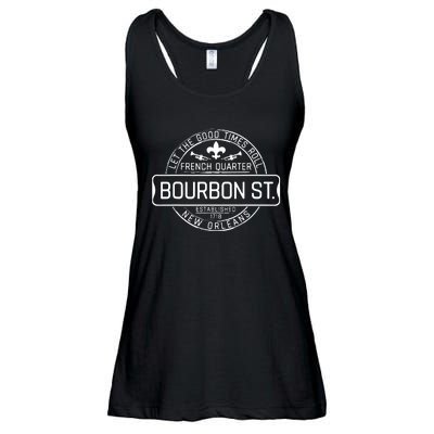 French Quarter Bourbon St New Orleans Fleur De Lis Souvenir Ladies Essential Flowy Tank