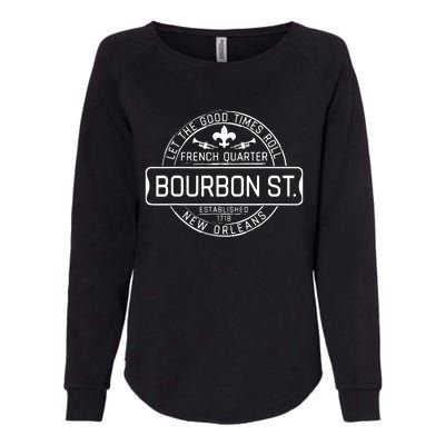 French Quarter Bourbon St New Orleans Fleur De Lis Souvenir Womens California Wash Sweatshirt