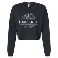 French Quarter Bourbon St New Orleans Fleur De Lis Souvenir Cropped Pullover Crew