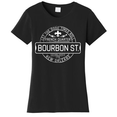 French Quarter Bourbon St New Orleans Fleur De Lis Souvenir Women's T-Shirt