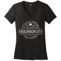 French Quarter Bourbon St New Orleans Fleur De Lis Souvenir Women's V-Neck T-Shirt