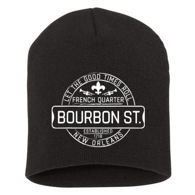 French Quarter Bourbon St New Orleans Fleur De Lis Souvenir Short Acrylic Beanie