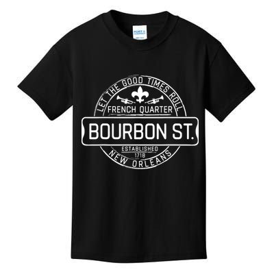 French Quarter Bourbon St New Orleans Fleur De Lis Souvenir Kids T-Shirt
