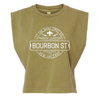 French Quarter Bourbon St New Orleans Fleur De Lis Souvenir Garment-Dyed Women's Muscle Tee