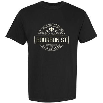 French Quarter Bourbon St New Orleans Fleur De Lis Souvenir Garment-Dyed Heavyweight T-Shirt