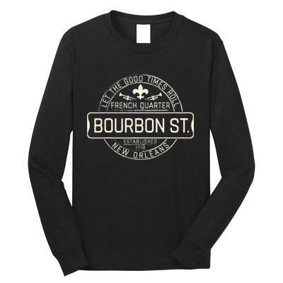 French Quarter Bourbon St New Orleans Fleur De Lis Souvenir Long Sleeve Shirt