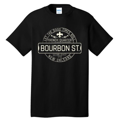 French Quarter Bourbon St New Orleans Fleur De Lis Souvenir Tall T-Shirt