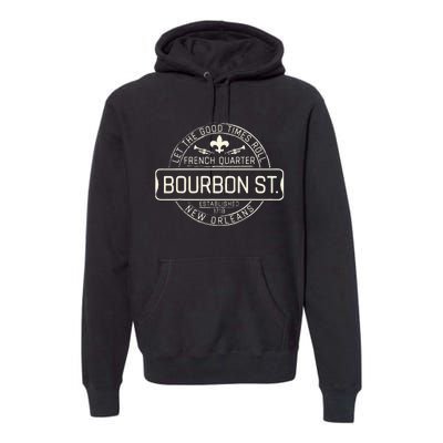 French Quarter Bourbon St New Orleans Fleur De Lis Souvenir Premium Hoodie