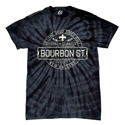 French Quarter Bourbon St New Orleans Fleur De Lis Souvenir Tie-Dye T-Shirt