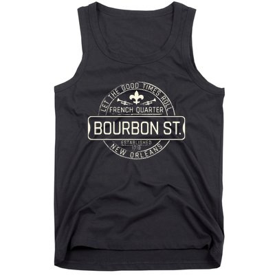 French Quarter Bourbon St New Orleans Fleur De Lis Souvenir Tank Top